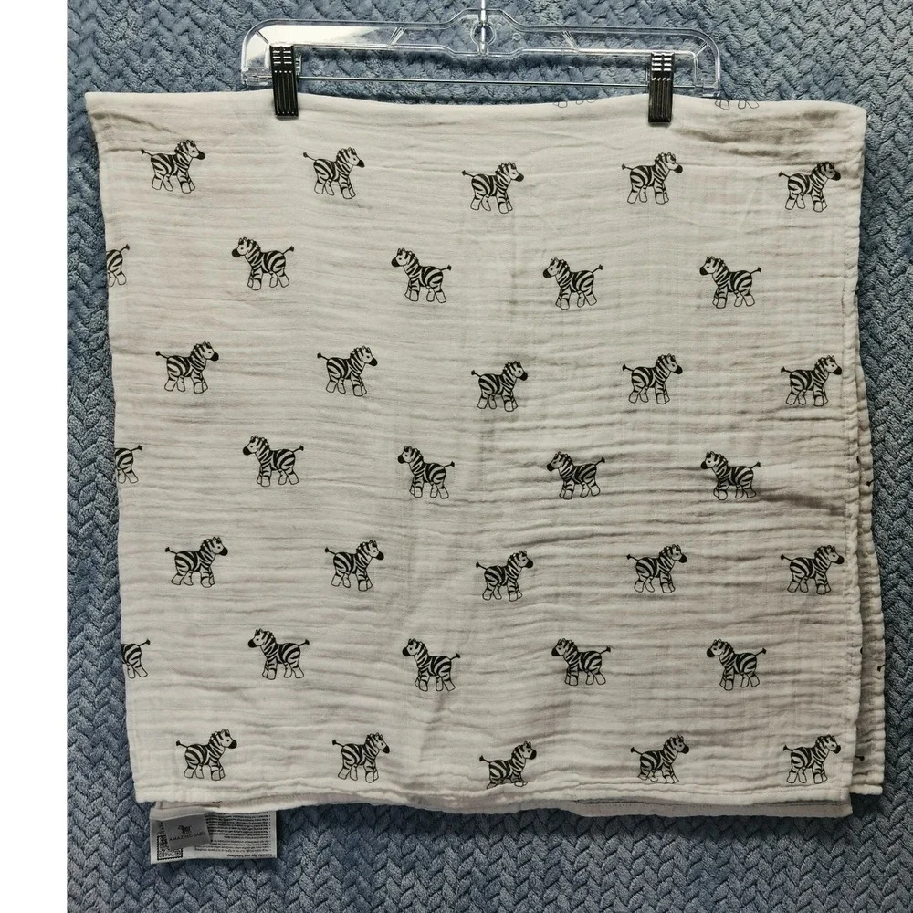 Amazing Baby SwaddleDesigns Muslin Swaddle Blanket Zebra Print White Black 43x43